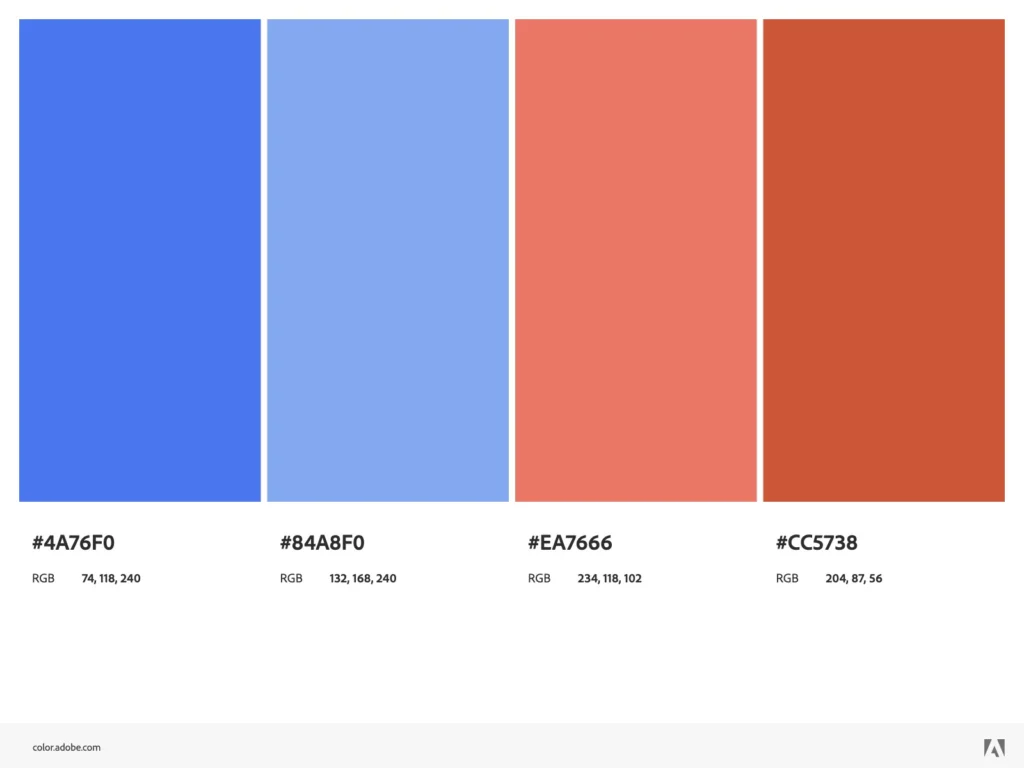 Farbpalette Blau Koralle Kombination