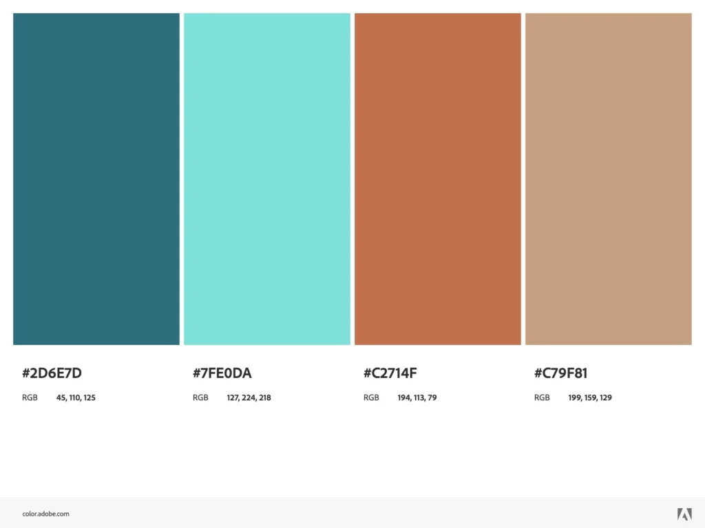 Farbpalette Blau und Brauntöne